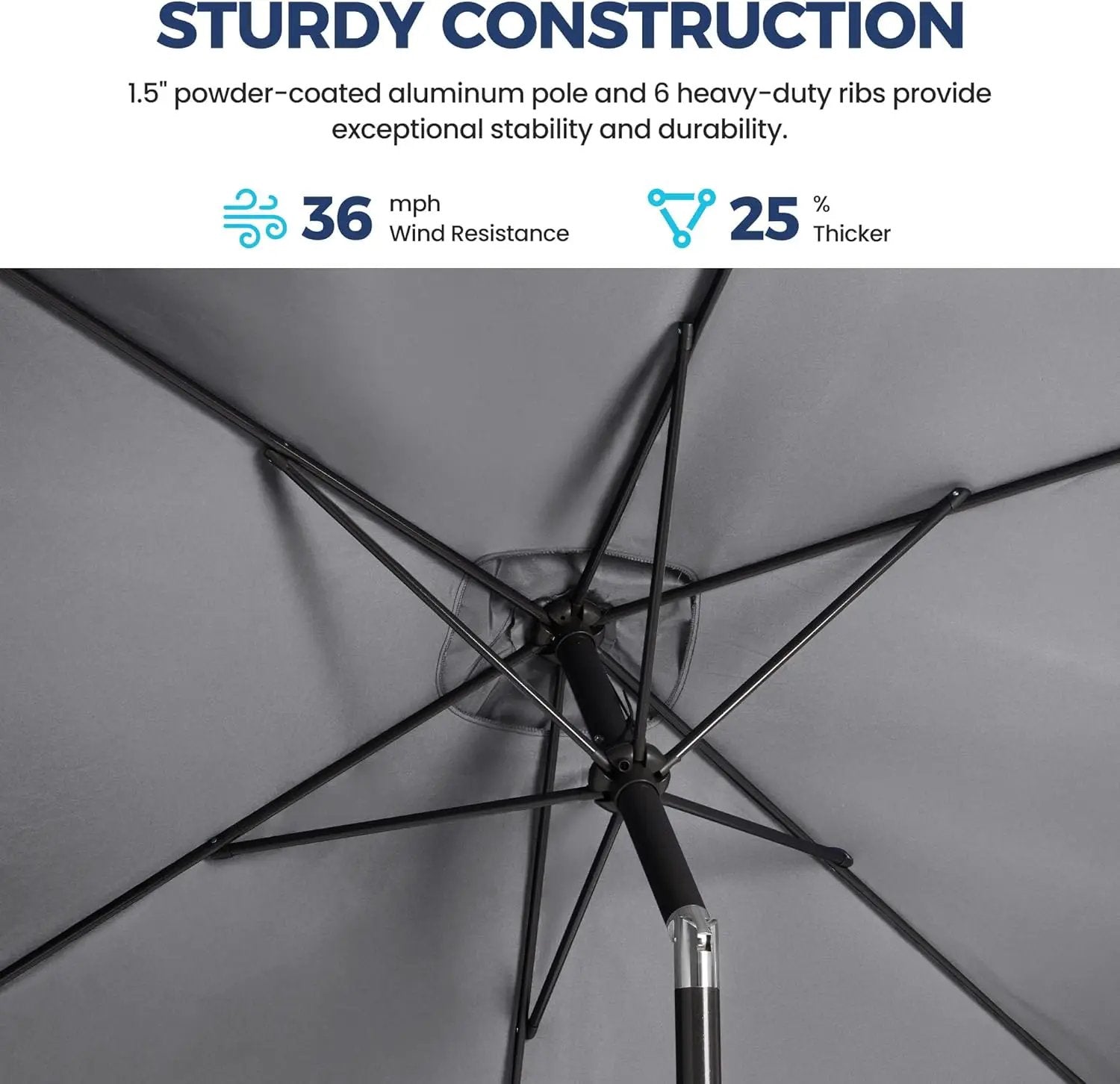 SUNVIVI OUTDOOR Patio Umbrella, 6.5' x 10' Rectangular Patio Umbrella, Metal Pole Square Outdoor Umbrella with Crank and Push Button Tilt, 6 Steel Ribs, Polyester Canopy by GreenHaven Gardens