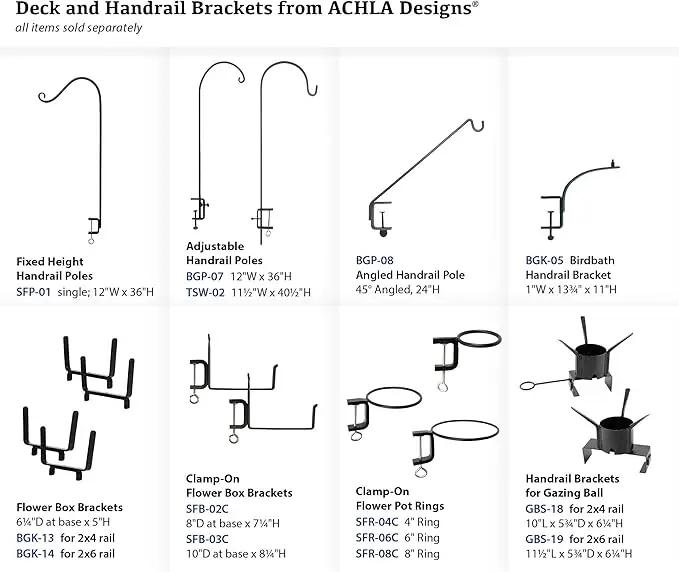Achla Designs Deck Rail Shepherd's Pole, Angled (BGP-08), 7In by GreenHaven Gardens