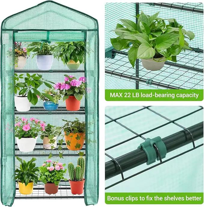 Ohuhu Mini Greenhouse for Indoor Outdoor, Small Plastic Plant Green House 4-Tier Rack Stand Portable Greenhouses with Durable PE Cover for Seedling, 2.5x1.6x5.2 FT, Ideal Gardening Gifts for Women Men by GreenHaven Gardens