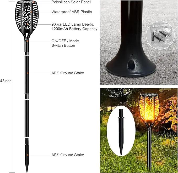 Solar Lights Outdoor Waterproof 96 LED, Upgraded 43" Outdoor Lights, Solar Torch Light with Flickering Flame, Led Lights for Garden Decor, Patio, Yard, Pathway, 2Pack by GreenHaven Gardens