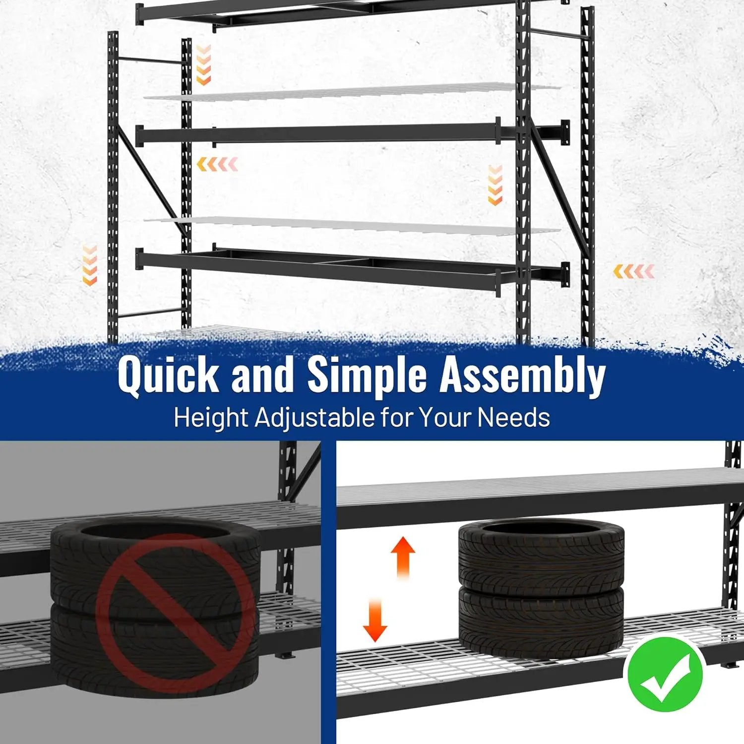 WORKPRO 8000LBS Storage Shelves, 77" Extra-Wide Garage Shelving, Heavy-Duty Metal Shelving Unit, Adjustable 4-Tier Garage Storage Rack for Warehouse, Basement,77" W X 24" D X 72" H, Black by GreenHaven Gardens
