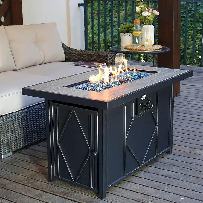 BALI OUTDOORS Fire Pit Table Propane Gas Firepit Rectangular Fire Table 42In 60,000 BTU for Outside Patio Backyard Deck Balcony by GreenHaven Gardens