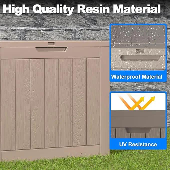 30 Gallon Outdoor Deck Box,Storage Lockable Waterproof Patio Furniture,Garden Tools,Cushions,Pool Accessories Outside Storage Resin Box(Grey) by GreenHaven Gardens
