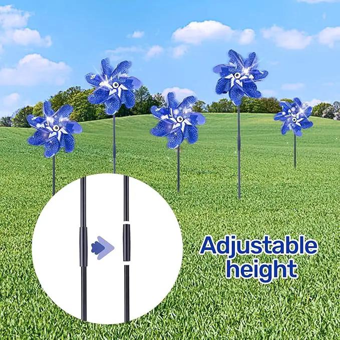 BATTIFE 10 Packs Blue Pinwheels for Yard and Garden, Sparkly Reflective Pinwheel for Scare Birds Away, Wind Spinner Deterrent Outdoor by GreenHaven Gardens