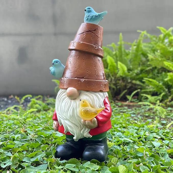 Solar Garden Gnome Figurine, Cute Resin Gnome Sculpture, Garden Gnome Statues Outdoor Decor, Funny Gnome Gift Sculpture Decoration for Home Patio Yard Lawn Porch Ornament by GreenHaven Gardens