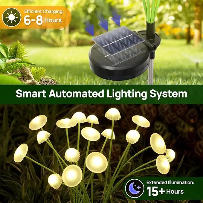 Solar Garden Lights, 6-Pack Dual Mode LED Solar Mushroom Lights, Waterproof Firefly Outdoor Decor for Yard, Patio, and Pathway – Warm White Jellyfish Ambiance by GreenHaven Gardens