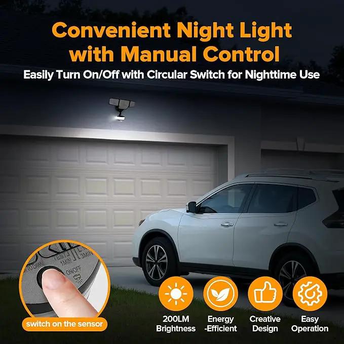 LUTEC 84W 9500LM LED Security Light Motion Sensor Outdoor Lights with Night Light, 4 Head LED Flood Lights Outdoor 5000K Daylight, IP65 Waterproof, Motion Detected Lights for Outside (Black) by GreenHaven Gardens