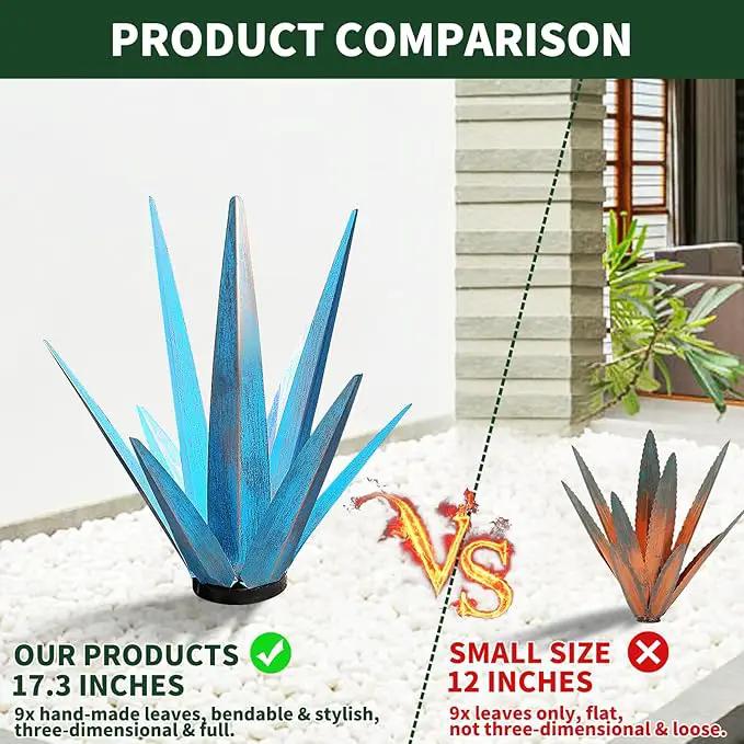 Large Tequila Rustic Sculpture, Rustic Metal Agave Plants for Outdoor Patio Yard, Garden Statue Outdoor Clearance Lawn Ornaments by GreenHaven Gardens