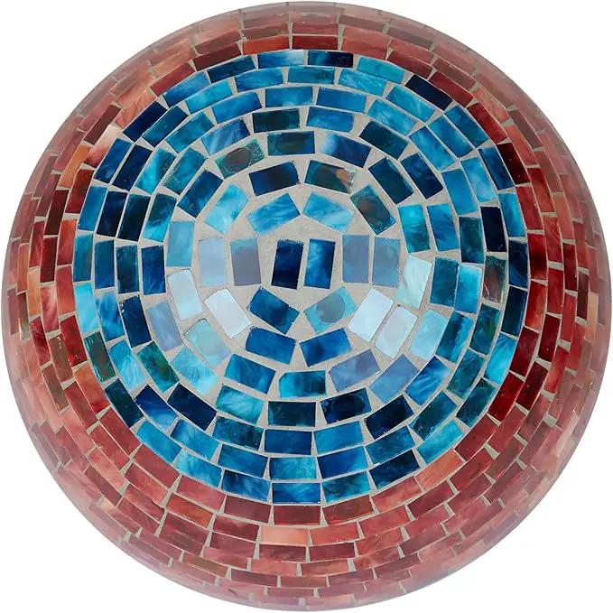 Alpine Corporation HGY292 Striped Mosaic Gazing Globe, Stylish Décor for Garden, Patio, & Lawn, 12" H, Orange and Turquoise by GreenHaven Gardens