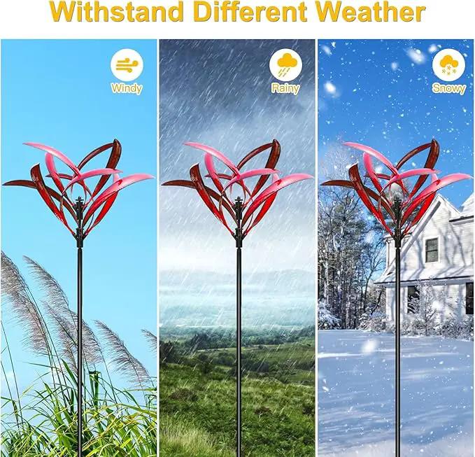 LimeHill Wind Spinner for Garden and Yard - Large Metal Kinetic Wind Sculptures Yard Art Outdoor (Burgundy 2) by GreenHaven Gardens