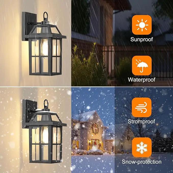 WIHTU Outdoor Wall Lantern, Waterproof Wall Sconce Light Fixtures, Porch Lights with Glass Shade, Exterior Light Fixtures, Aluminum Mount Lanterns, Anti-Rust Front Door Mount Lighting, 2 Pack by GreenHaven Gardens