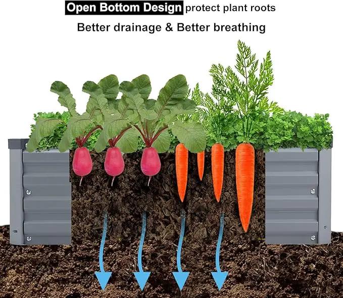 12x4x1FT Galvanized Raised Garden Beds Kit Large Outdoor Metal Gardening Planter Box for Vegetable Elevated Flower Herbs, Gray by GreenHaven Gardens