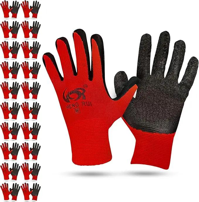 10 OR 20 Pairs Work Gloves–Heavy Duty Rubber Coated Safety Work Gloves–Multipurpose Gloves by GreenHaven Gardens