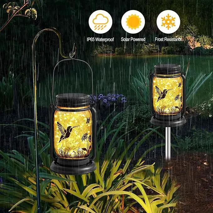 YJFWAL Hummingbird Solar Lanterns Outdoor Waterproof -Birthday, Mothers Day Gifts for Women Mom Grandma, Mason Jar Garden Lights for Patio, Yard, Porch, Balcony, Durable Garden Decor by GreenHaven Gardens