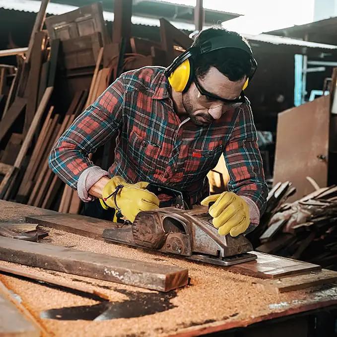 HLDD HANDLANDY Leather Work Gloves for Men & Women, Adjustable Wrist Cowhide Gardening Glove with Reinforced Palm for Driver by GreenHaven Gardens