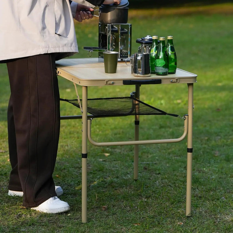 Folding Table 3FT Camping Table 2 Adjustable Height Lightweight Portable Aluminum Mini Foldable for Picnic Beach Indoor Outdoor, Yellow by GreenHaven Gardens