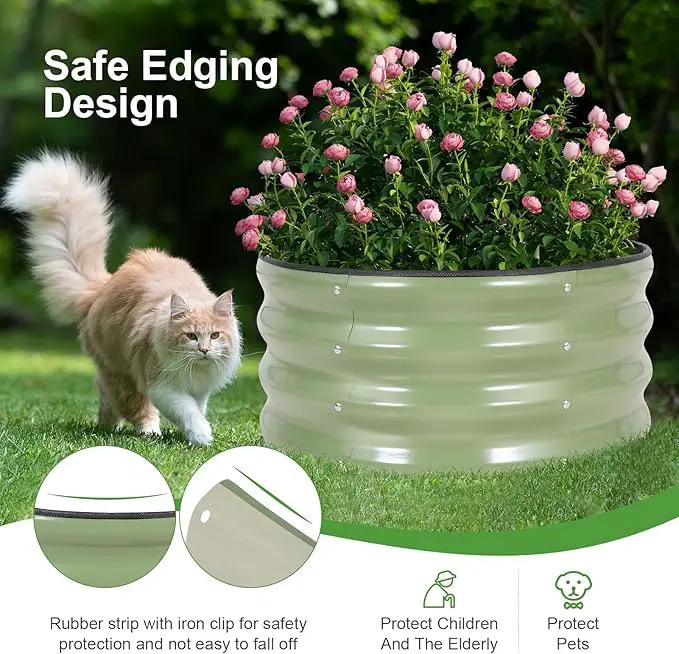 Galvanized Round Raised Garden Bed Outdoor-2Pack Raised Beds for Gardening| Metal Planter Box 2x2x1FT, Green by GreenHaven Gardens