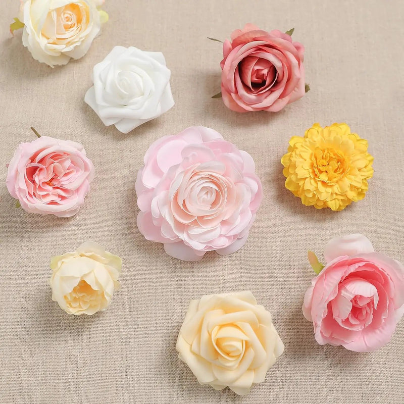 Artificial Flower Assortment for DIY Centerpiece Arrangement Wedding Hand Bouquet Flower Bouquet Centerpiece Arrangement Party Baby Shower Home Decoration (Pink Yellow) by GreenHaven Gardens
