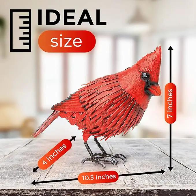 Shefio Cardinal Garden Decor - Metal Cardinal Yard Decor - Large Red Bird, Unique Yard Art - Outdoor Statues - Garden Sculptures & Statues by GreenHaven Gardens