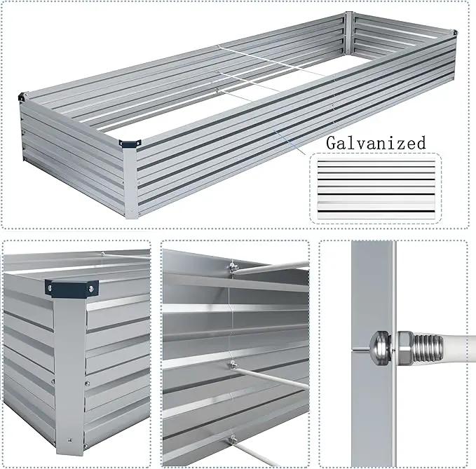 MGNO 2pcs 12x4x1FT Galvanized Raised Garden Bed-Outdoor Planter Box for Vegetables-Metal Garden Bed,RRectangle Planting Box for Herb,Flower by GreenHaven Gardens