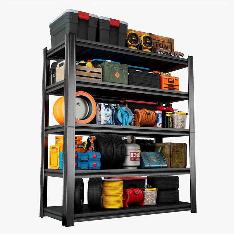 Heavy Duty 5-Tier Shelving Unit 3000LBS Capacity - Adjustable Steel Garage Shelves for Warehouse, Basement Storage(77''H x 39.4''W x 13.8''D) by GreenHaven Gardens