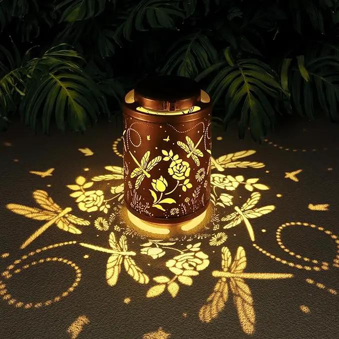 Solar Outdoor Lanterns, Dragonfly Garden Decor LED Light Hanging Waterproof Solar Metal Lantern Birthday Gifts for Women Mon Grandma Sunflower Solar Lights Outdoor Decoration for Patio Pathway Yard by GreenHaven Gardens