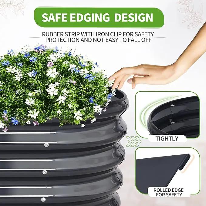 Galvanized Raised Garden Bed Outdoor- Raised Beds for Gardening| Metal Planter Box, Steel Raised Garden Bed Kit with Safety Edging and Gloves for Vegetables, Flower, Herbs (6x2x1.4FT, Gray) by GreenHaven Gardens