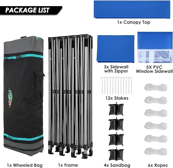 COBIZI 10x30 Pop up Canopy Tent 10x30 Canopy with Sidewalls, Heavy Duty Party Tent Tents for Parties, Foldable UPF 50+ Waterproof Commercial Easy up Canopy with Wheeled Bag, Blue(Frame Upgraded) by GreenHaven Gardens