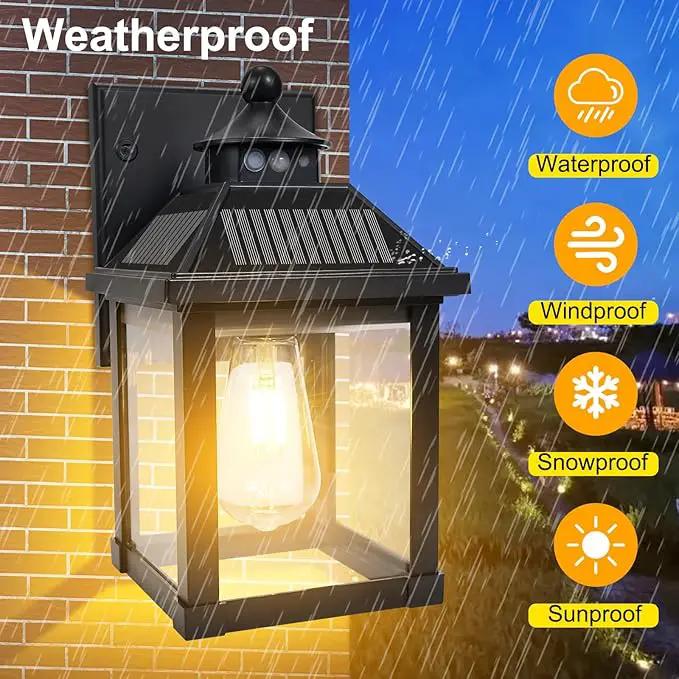 Solar Wall Lights Outdoor, Dusk to Dawn Solar Sconces, Motion Sensor Porch Lights Waterproof with 3 Lighting Modes, Exterior Wall Lantern Outside for Patio Garage Entryway Garden Shed by GreenHaven Gardens