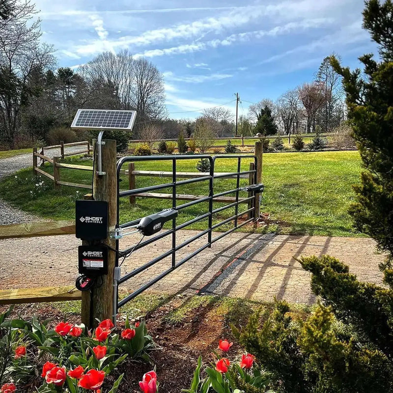GC GHOST CONTROLS Solar Heavy-Duty Automatic Gate Opener Kit for Driveway Swing Gates with Long-Range Solar Gate Opener Remote - Model TSS1XP by GreenHaven Gardens