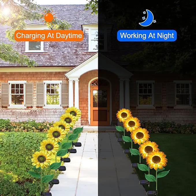 TYNLED Sunflower Solar Garden Lights, 4 Pack Outdoor Solar Powered Garden Stake Lights Waterproof Decoration Flower Landscape Lights for Garden Patio Pathway Backyard by GreenHaven Gardens