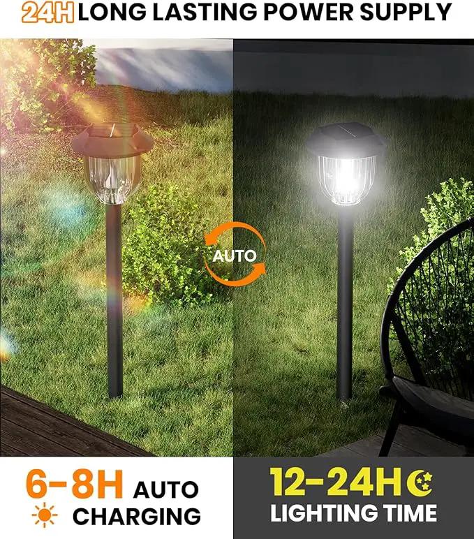 AOSEA 2 Pack Solar Outdoor Lights, IP 65 Waterproof Solar Powered Driveway Lights, Auto On/Off Path Landscape Lighting for Yard, Patio, Landscape, Pathway, Cool White by GreenHaven Gardens