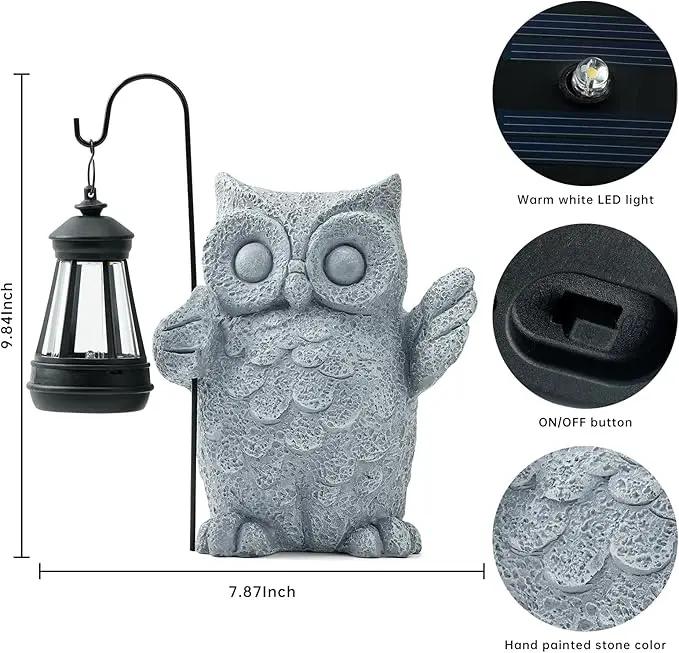 Solar Garden Statue Owl Figurine，Outdoor Garden Decor with Solar LED Lights for Patio,Balcony,Yard, Lawn-Unique Holiday Gifts for Women, Mom by GreenHaven Gardens
