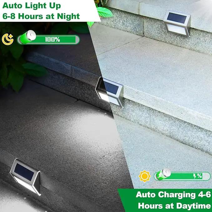 JSOT Solar Lights Outdoor for Deck,Waterproof Solar Garden Lights Decorative Outside Lamp for Walkway,Fence Post,Backyard,Railing,Wall,Pool,Step,Stairs 8 Lights Cool White by GreenHaven Gardens