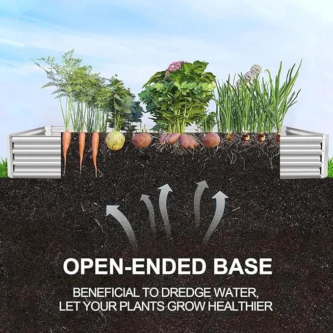 Land Guard 12×4×1ft Galvanized Raised Garden Bed Kit for Vegetables 2 Pack, Galvanized Super Large Metal Planter Raised Garden Boxes Outdoor by GreenHaven Gardens