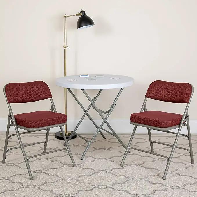 Flash Furniture 4 Pack HERCULES Series Premium Curved Triple Braced & Double Hinged Burgundy Fabric Metal Folding Chair by GreenHaven Gardens