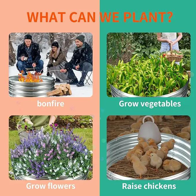 36 Inch Diameter Silver Galvanized Garden Raised Bed/Plant Box/Fire Ring-0.8mm Thick,12 Inch Tall,Crimped Edge and Corner,No Sharpe,Perfect for Plantings (3FT Diameter, Round) by GreenHaven Gardens