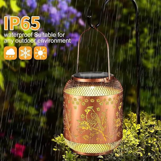 Solar Lanterns Outdoor Waterproof Christmas Birthdays Gifts for Women Mom Grandma Butterfly Garden Decor Metal Hanging Solar LED Lights for Patio(Red Bird-2P) by GreenHaven Gardens
