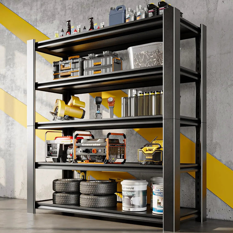 47.8" W Heavy Duty Garage Shelving 3000LBS Storage Shelves, Adjustable 5-Tier Storage Rack, Metal Shelves for Garage/Warehouse/Basement, 47.8" W x 19.8" D x 72" H, Black by GreenHaven Gardens