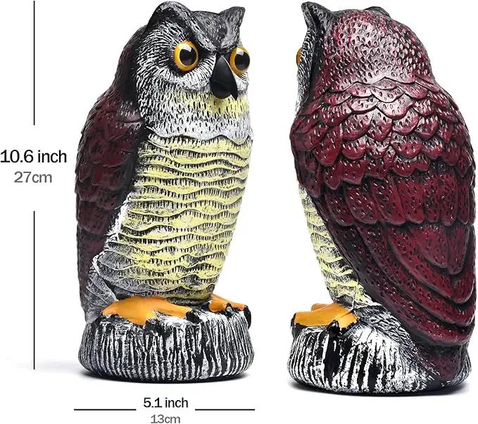 2 Packs Fake Plastic Owl Statue, Multicolor Garden Owl Statue, Plastic Statue for House, Garden, Pool, Yard. by GreenHaven Gardens