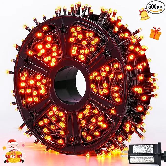 JMEXSUSS 500 LED Orange Christmas Lights Outdoor, 173ft Thanksgiving String Lights Plug in, Waterproof 8 Modes Orange String Lights for Party House Tree Fall Thanksgiving Decorations by GreenHaven Gardens