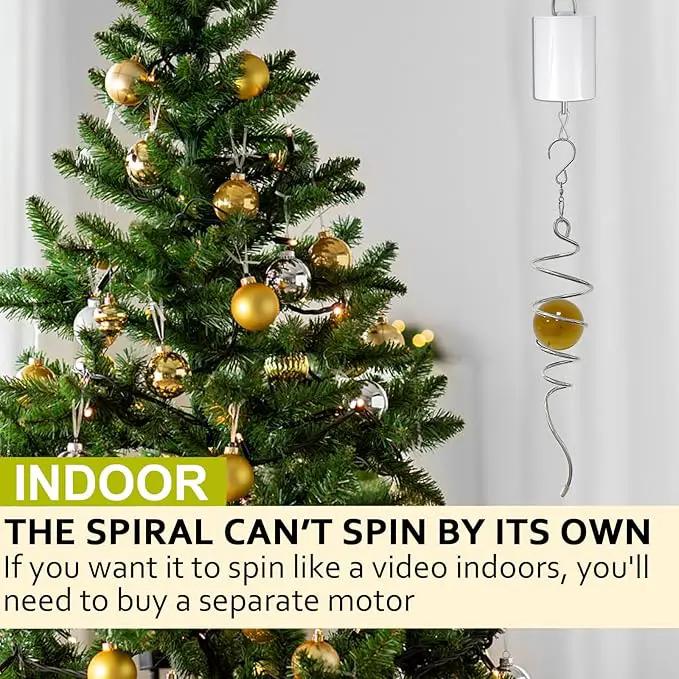 Gazing Ball Spiral Tail Wind Spinner,Decorative Wind Spinner 11inch Tail and 2 inch Glass Orb. Indoor Outdoor Wind Spinner Tail Sun Catcher Garden Decoration-13 inch Height(Gold) by GreenHaven Gardens
