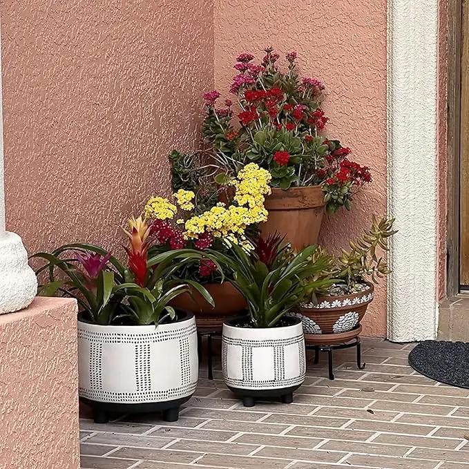 5 Pack Metal Plant Stands,Heavy Duty Potted Holder for Flower Pot,Indoor Outdoor Metal Rustproof Iron Garden Container Round Supports Rack for Planter… by GreenHaven Gardens
