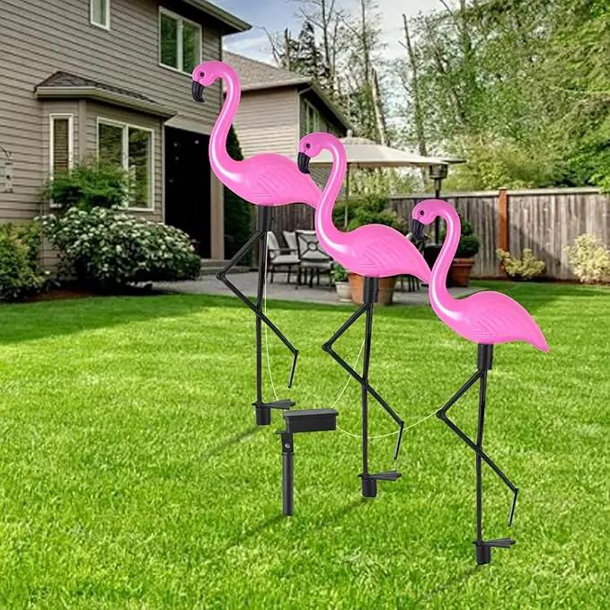 Flamingo Solar Lights,Outdoor Pink Flamingo Stake Light,Solar Powered Garden Lights,Yard Art Decor,Outdoor Garden Decorations,Outside Stick Lights,Outdoor Lights Waterproof (3pcs) by GreenHaven Gardens