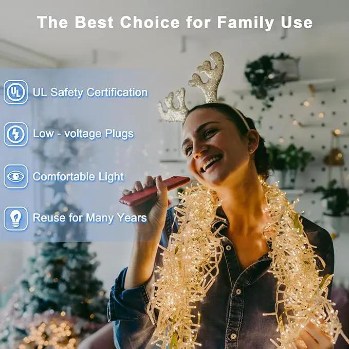 180 LED 59FT Fairy String Lights, LED Christmas Lights with 8 Modes, Connectable Indoor String Lights with Timer Memory for Outdoor Tree Fence Garden Bedroom Wedding Christmas Decorations Warm White by GreenHaven Gardens