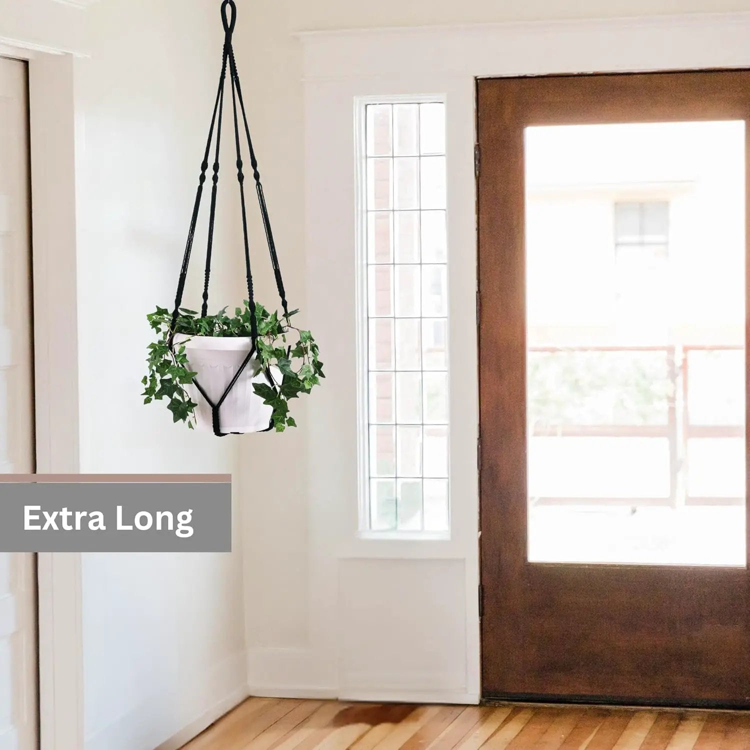 Giant XXL 55 Inches Macrame Planter Hanger Large for 15 inch Pot + Swag Hook | Extra Large Hanging Planter for Indoor Plants | No Pot/Plant Included (XXL Black) by GreenHaven Gardens