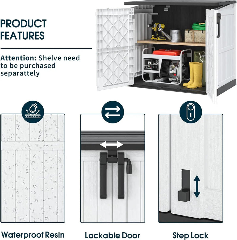 NUNU LAB Outdoor Storage Cabinet 36 Cu.Ft Garden Storage Shed Waterproof Lockable for Garden Hoses, Generator, and Lawn Mower by GreenHaven Gardens