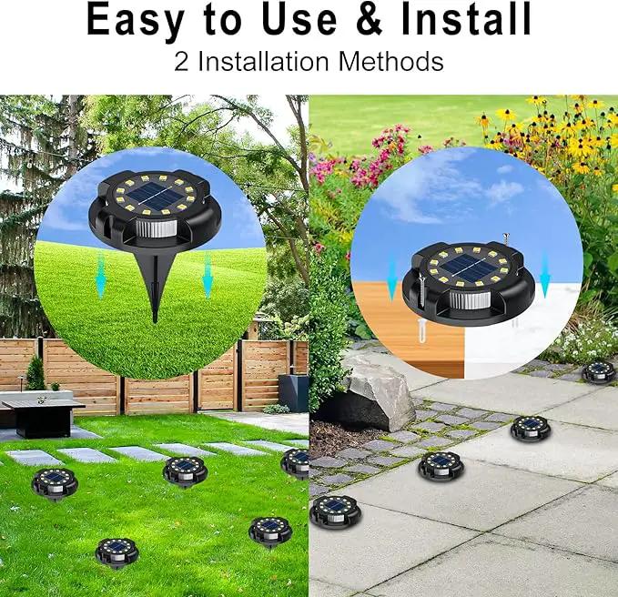 Solar Pathway Lights Outdoor 12 Packs, Bright White 16 LEDs Solar Ground Lights Walkway Lights with Side Light, Waterproof Solar Deck Light for Yard Walkway Garden Poolside Driveway Decorations by GreenHaven Gardens