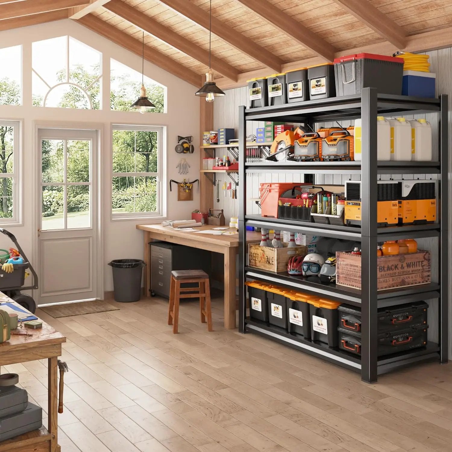 REIBII Garage Shelving, 3000 LBS Garage Shelves, Adjustable Metal Storage Shelves, 5 Tier Heavy Duty Shelving Units for Garage, Basement, Warehouse, Kitchen, Pantry, 72" H x 36" W x 16" D by GreenHaven Gardens