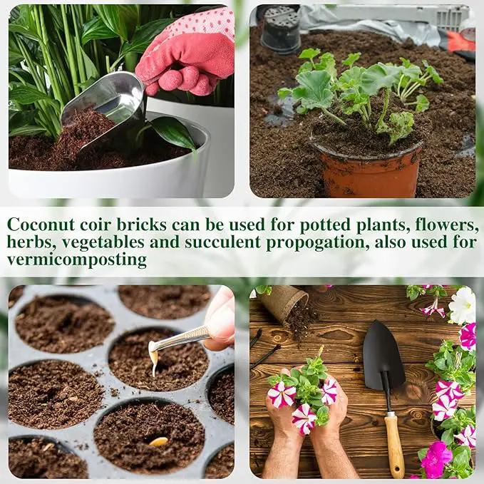 ZeeDix Compressed Coco Coir Brick for Plants, Premium Coconut Coir Bricks Potting Soil Mix, Natural Coconut Husk Coco Peat Brick with Low EC and pH Balance for Gardening Plants Flower Herbs by GreenHaven Gardens